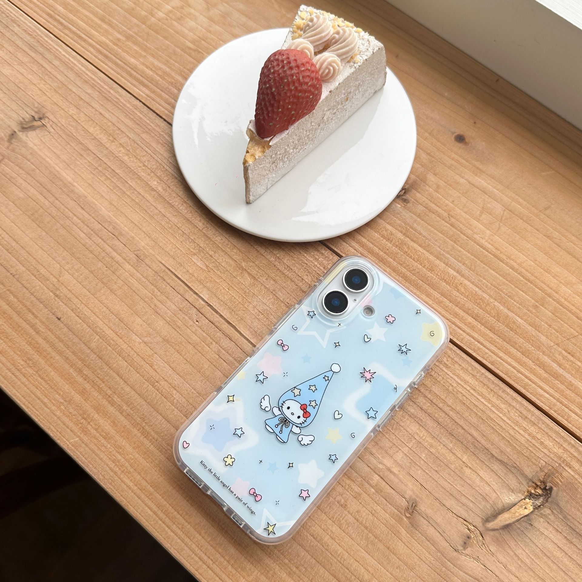 Sombrero largo estrella azul coreano KT para iPhone15/16 funda para teléfono móvil 14Pro femenino 16ProMax nuevo 13