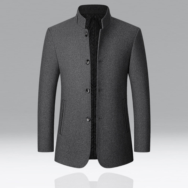 外贸秋冬季男士呢子大衣中长款风衣加棉加厚男装上衣外套男式毛呢