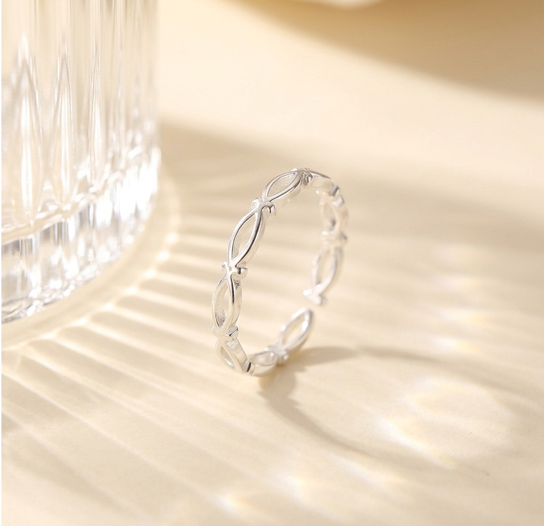 S925 Sterling Silver Hollow Interwoven Ring Women Mini