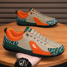 男鞋新款百搭休闲鞋男士皮面一脚蹬豆豆鞋软底舒适运动鞋阿甘鞋男