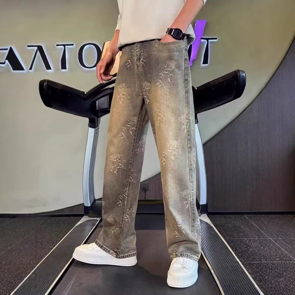 Men's Clothing Men's Retro Style High-End Slimming Jeans Cool Edgy Curved Leg Loose Straight Leg Casual Pants_mkmklike.com