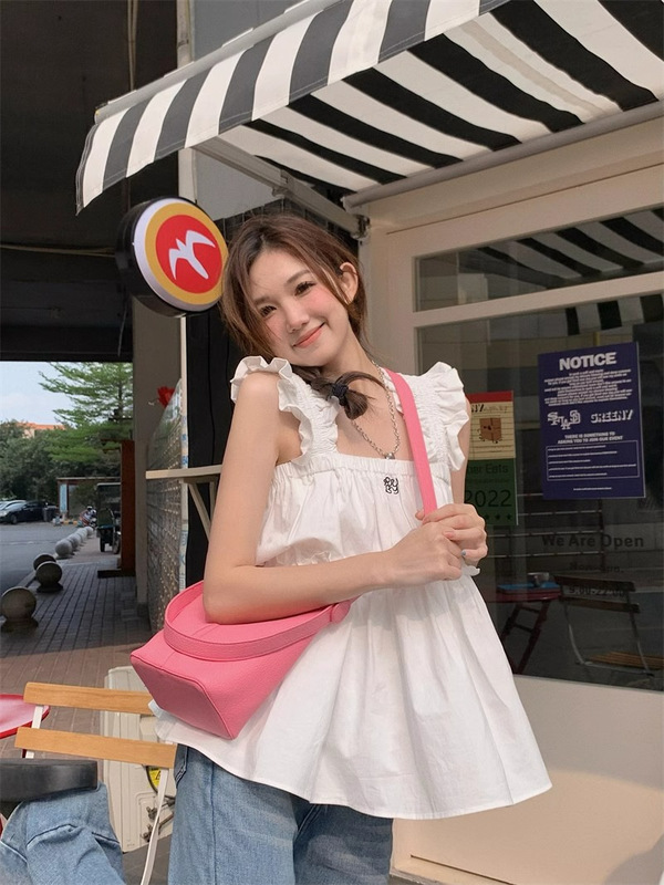 French Ruffled Camisole Women's Summer Niche Design Sweet Sleeveless Shirt Korean Style Chic Western Style Shirt