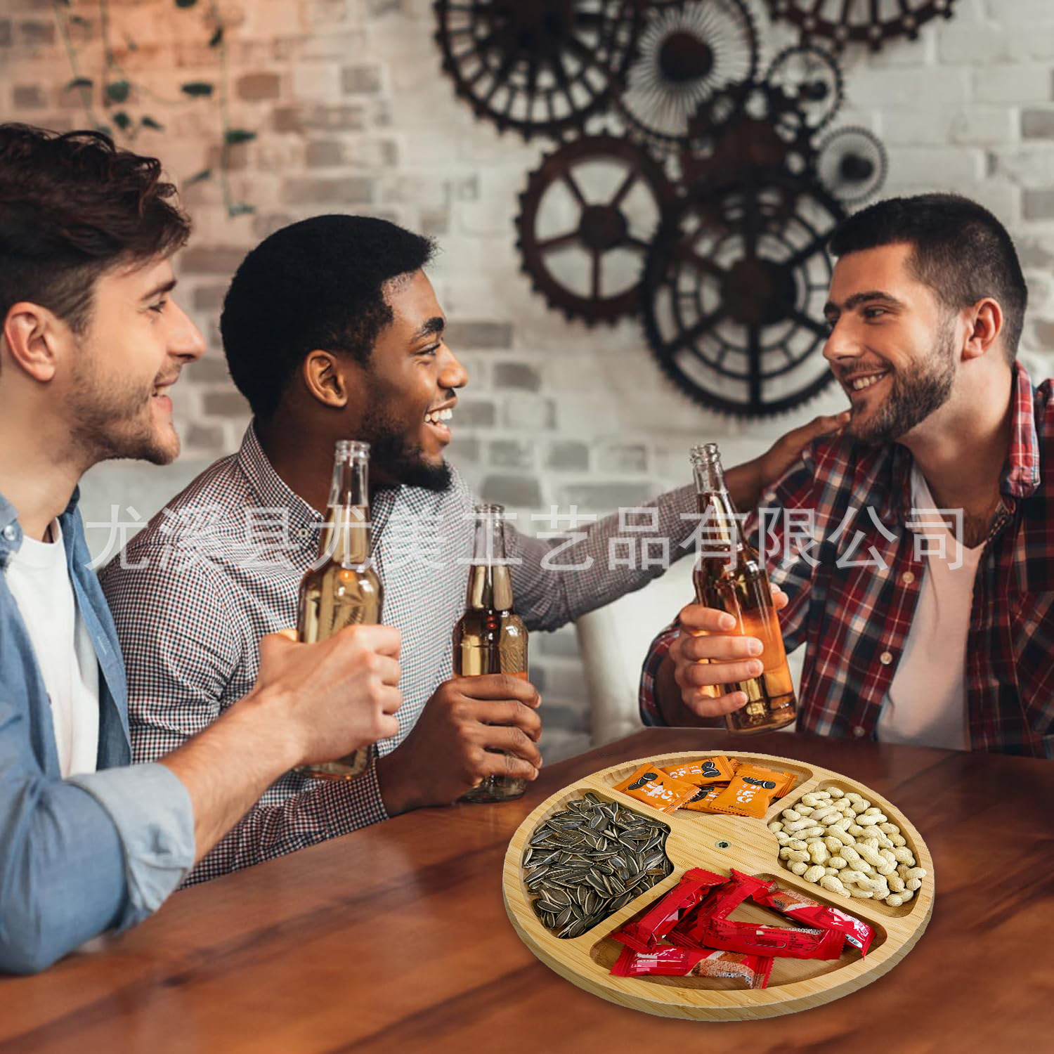Bandeja de frutas de grano de madera, mesa de centro de la sala de estar, bocadillos domésticos de frutas secas, bandeja de dulces festivos de Año Nuevo, caja de almacenamiento de semillas de melón