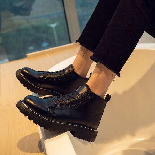 Autumn and summer Martin boots, men's mid-top work boots, high-top British men's shoes, Korean trend all-matching breathable blue shoes