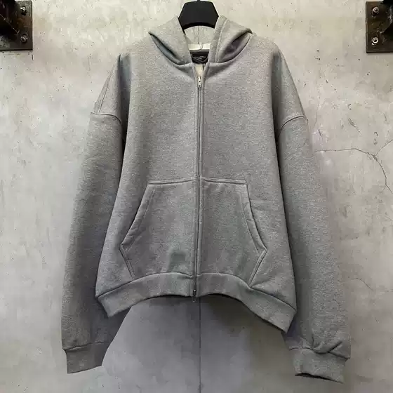 Paris B High Version Double-Ring Embroidered Logo Sweatshirt Hoodie with Terry Lining Loose Os Version Sweatshirt Cardigan