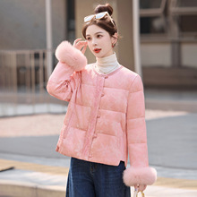 2025冬季新款狐狸毛可拆卸外套新中式国风盘扣提花羽绒服女AH8132