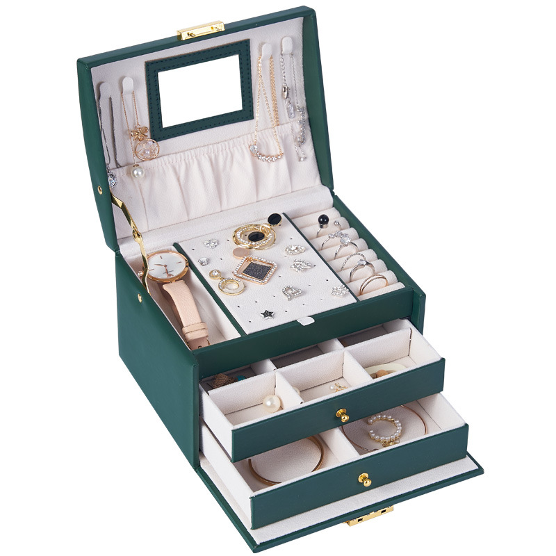 Caja de joyería de cajón de múltiples capas de gran capacidad pendientes de almacenamiento caja de joyería pendientes collar caja de almacenamiento de cosméticos