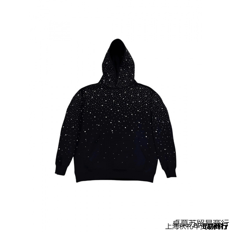 Cross-Border European and American Style Rhinestone-Embellished Starry Sky Hoodie for Men and Women, Street Fashion Zip-Up Sweatshirt Cross-Border European and American Style Rhinestone-Embellished Starry Sky Hoodie for Men and Women, Street Fashion Zip-Up Sweatshirt