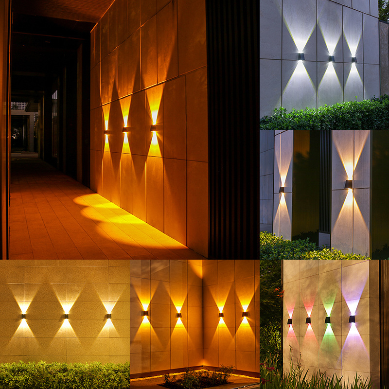 Solar Wall Washing Light with Upward Illumination, Ultra-Bright Wall Lamp for Villa Courtyard Decoration, Outdoor Waterproof Spotlight
