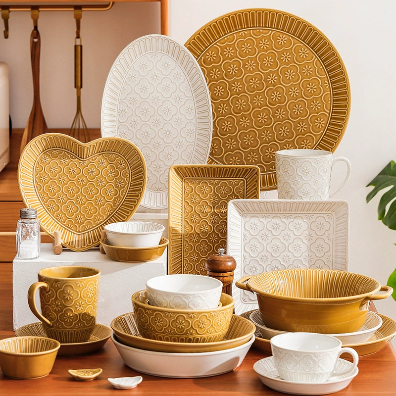 Ceramic retro tableware, set for home use, wholesale
