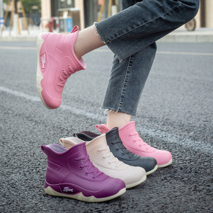 Rain Shoes Low-cut Adult Fashion Shoes Women's Water Boots Water Shoes Non-slip Waterproof Kitchen Soft-soled Warm Rubber Shoes Short Rain Boots
