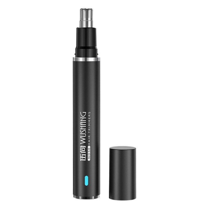 Wushang Cross-Border Rechargeable Electric Nose Hair Trimmer Nose Hair Remover Scissors Cleaning Tool for Men and Women