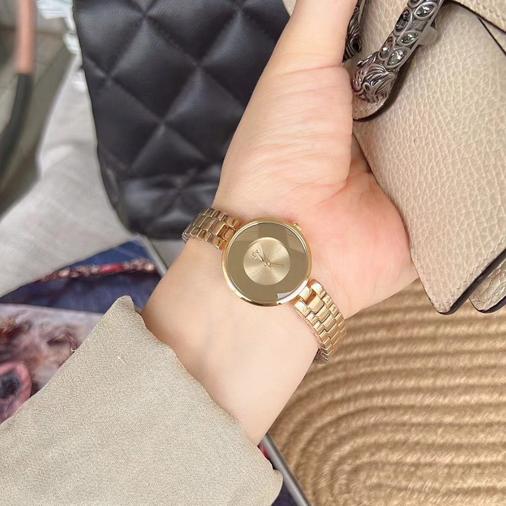 Reloj Tt/Tianta Fashion con correa de acero y cadena para mujer. Sencillo y elegante. Reloj redondo pequeño._voghion.com