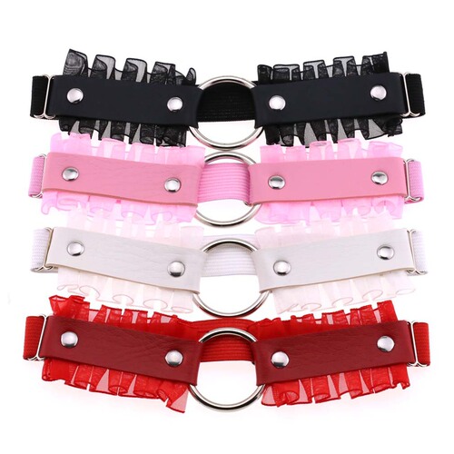Amazon's new soft and hard girl PU leather ring O-shaped leg straps sexy lace aesthetic lace thigh ring garter belt