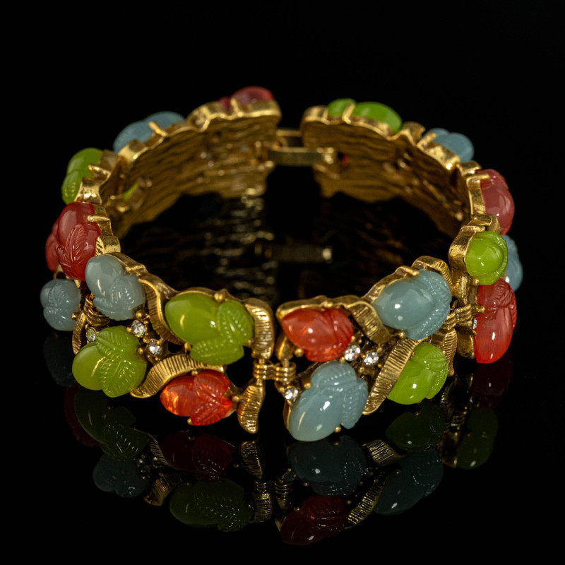 Vintage High-End Retro European and American Court Style Copper Alloy Colorful Corn Jelly Bracelet