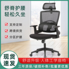 跨境家用电脑椅办公室大职员舒适护腰人体工学椅靠背网布老板椅