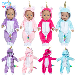 Disc Bead Doll Clothes American Girl Doll Toy Clothes Golden Unicorn Doll Clothes with Plush Tail