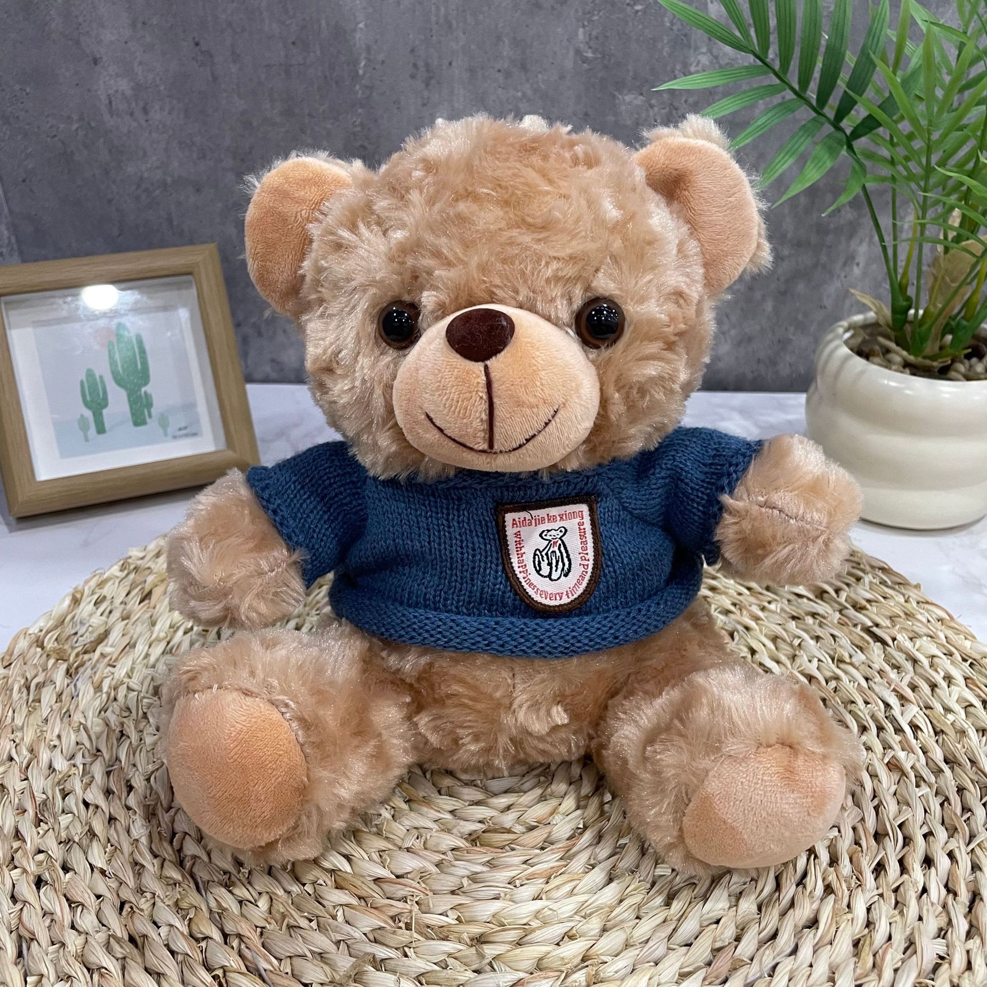 Teddy Bear se puede imprimir LOGO evento de vacaciones muñeca regalo para el hogar adornos de escritorio abrazar juguetes de peluche