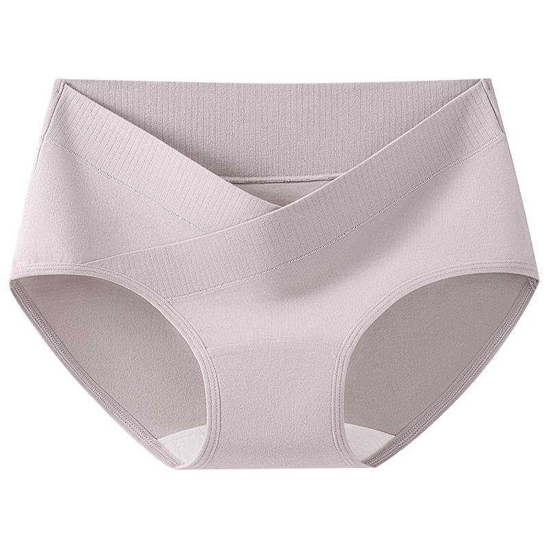Ropa interior cruzada en forma de V para mujeres embarazadas de algodón ~ Calzoncillos de mujer de cintura baja transpirables de entrepierna de algodón de doble capa más largos y mejorados