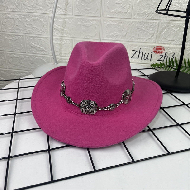 Sombrero Cowboy de Lana con Dije Ovalado de Ala Ancha para Primavera image 10