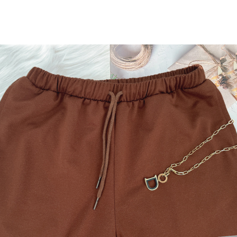 Autumn Winter Solid Color Round Neck Pullover Cropped Long Sleeve Sweaters Women's Clothing Casual Drawstring Trousers Suit