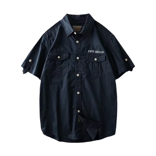 2024工装衬衫男夏装港风学生宽松小众设计感趣味新款男装上衣外穿