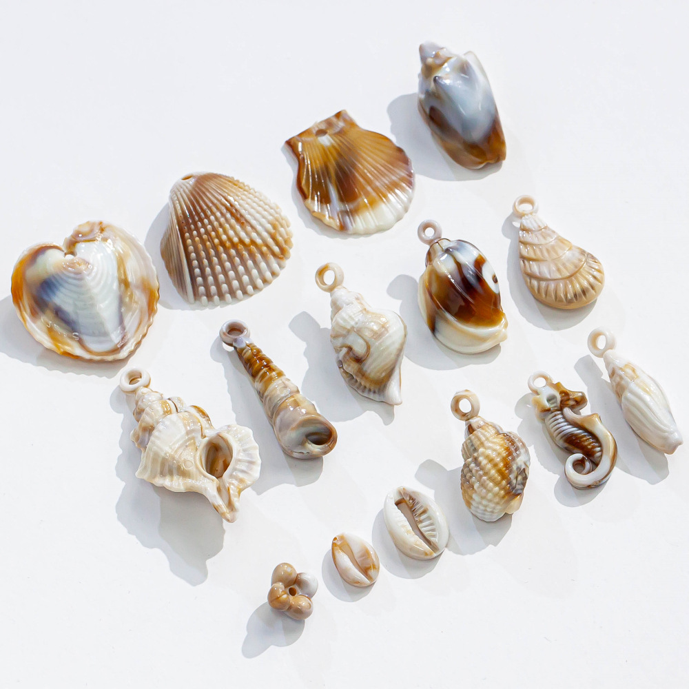 Ocean Resort Style Imitation Shell Conch Without Gold Edge Acrylic DIY Clothing Accessories Pendant Necklace Material