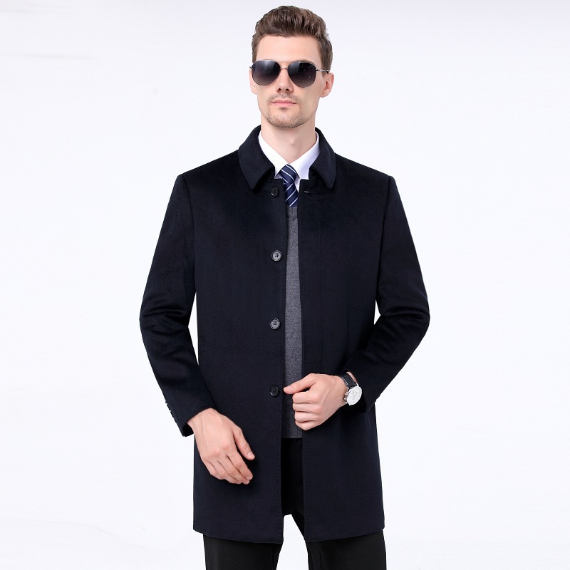 2024 Autumn and Winter Wool Coat Midi Lapel Slim Fit Wool Coat Coat Men's Woolen Coat