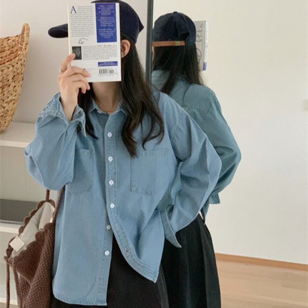 Denim Shirt for Women 2026 Spring and Autumn New Design Versatile Loose Retro Korean Style Shirt Layered with Jacket
