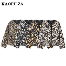 KAOPU ZA 2025秋季新款女装 欧美风时尚简约百搭印花按扣长袖夹克