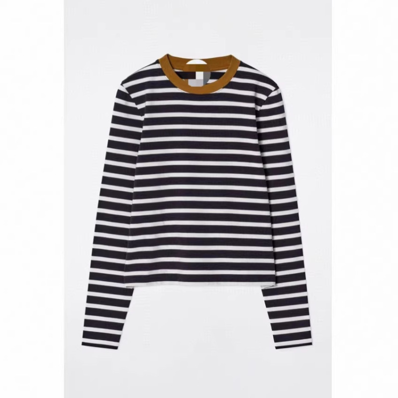 Cos Style Women's Clothing Mall Same Style Standard Fit Round Neck Long Sleeve T-Shirt for Women Beige/Striped 2026 Summer New Arrival Cos Style Women's Clothing Mall Same Style Standard Fit Round Neck Long Sleeve T-Shirt for Women Beige/Striped 2026 Summer New Arrival