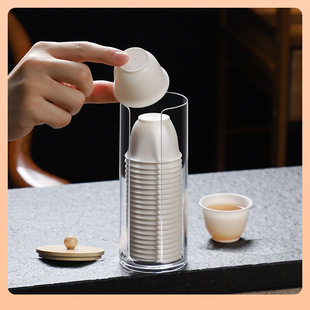 ✅ Rice Husk Disposable Kung Fu Tea Cup with Dustproof Cup Holder Small Water Cup Thickened for Home Office and Commercial Use