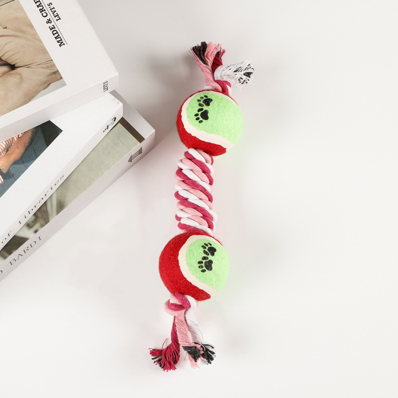 Juguetes de cuerda de algodón para perros Juguetes de cuerda molida para mascotas Juguetes de nudo Corgi Golden Retriever Juguetes para aliviar el aburrimiento con mango Tenis doble