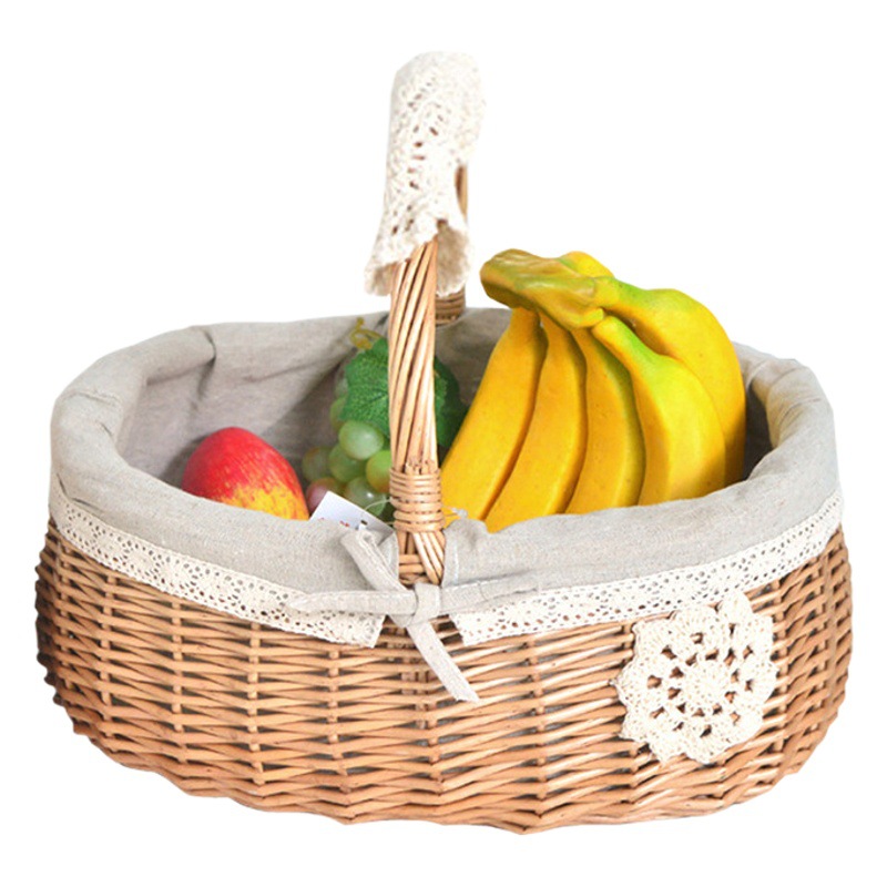 Cesta de almacenamiento de mimbre de ratán cesta de verduras cesta de huevos regalo portátil cesta de picnic cesta de frutas pequeña cesta de bambú tejida cesta de flores