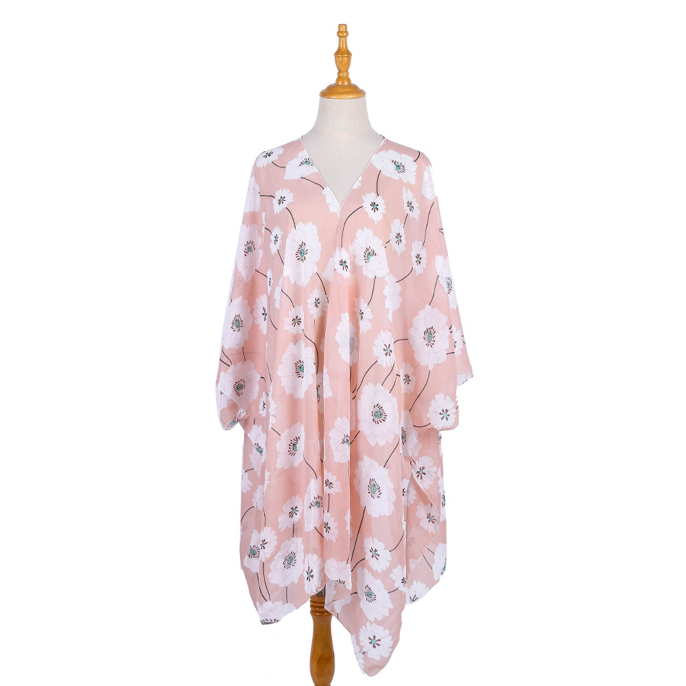 Venta caliente transfronteriza primavera y verano estilo europeo y americano corto gasa blusa de playa protección solar sombrilla kimono cardigan image 30