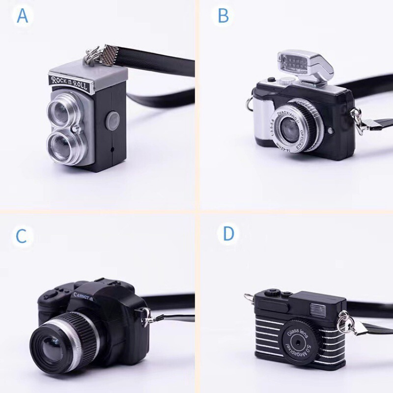 Doll Smiley Face Ribbon Luminous Sound Camera Pendant Doll Simulation Mini Camera Pendant Stuffed Doll