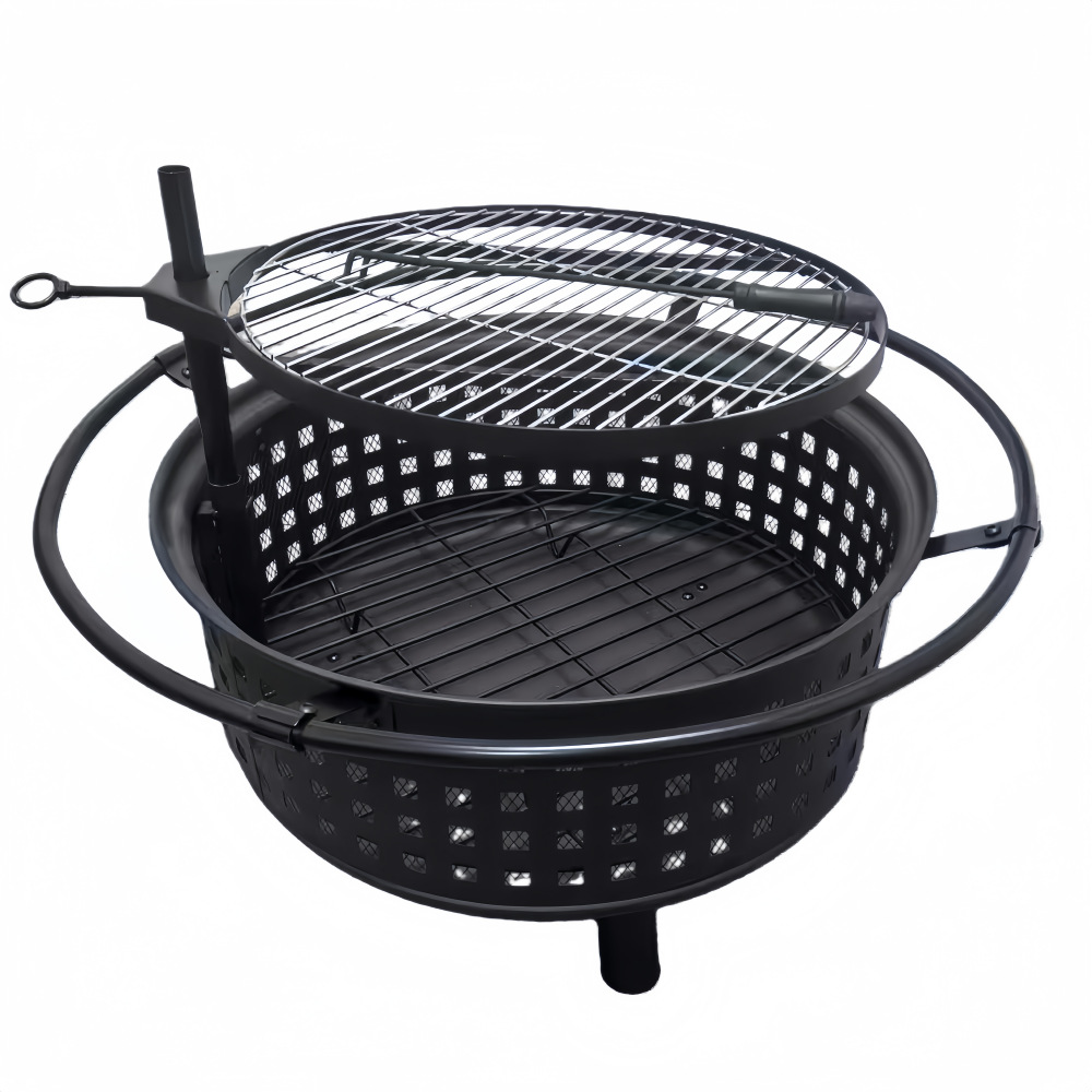 Patio brasero estufa de calefacción al aire libre parrilla giratoria estufa de parrilla multifuncional cerca de la estufa para hacer té parrilla de doble capa