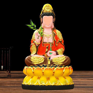 Guanyin Buddha Statue Painted Guanyin Home Ornaments Guanyin Bodhisattva Resin Buddha Statue Putuo Mountain Nanhai Guanyin Bodhisattva