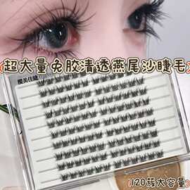 超大量免胶清透燕尾沙假睫毛轻松上眼适配多种妆容清透氧气感百搭