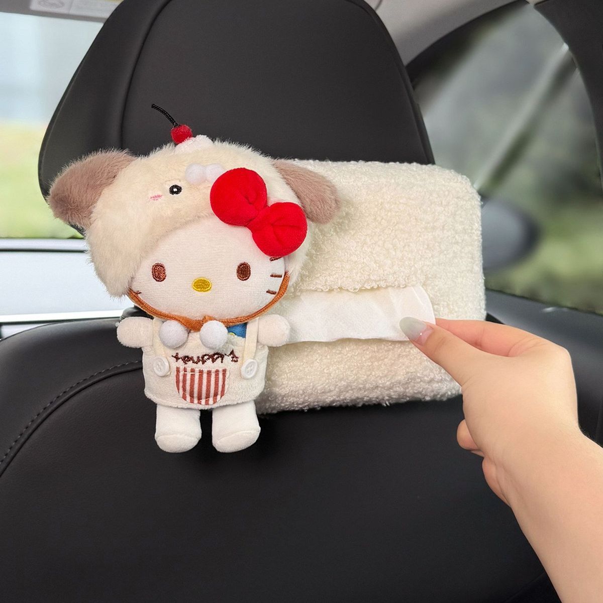 Cute Kitty Car Tissue Box 2026 New Model, Hanging on the Rear Headrest, High-end Style for Women
