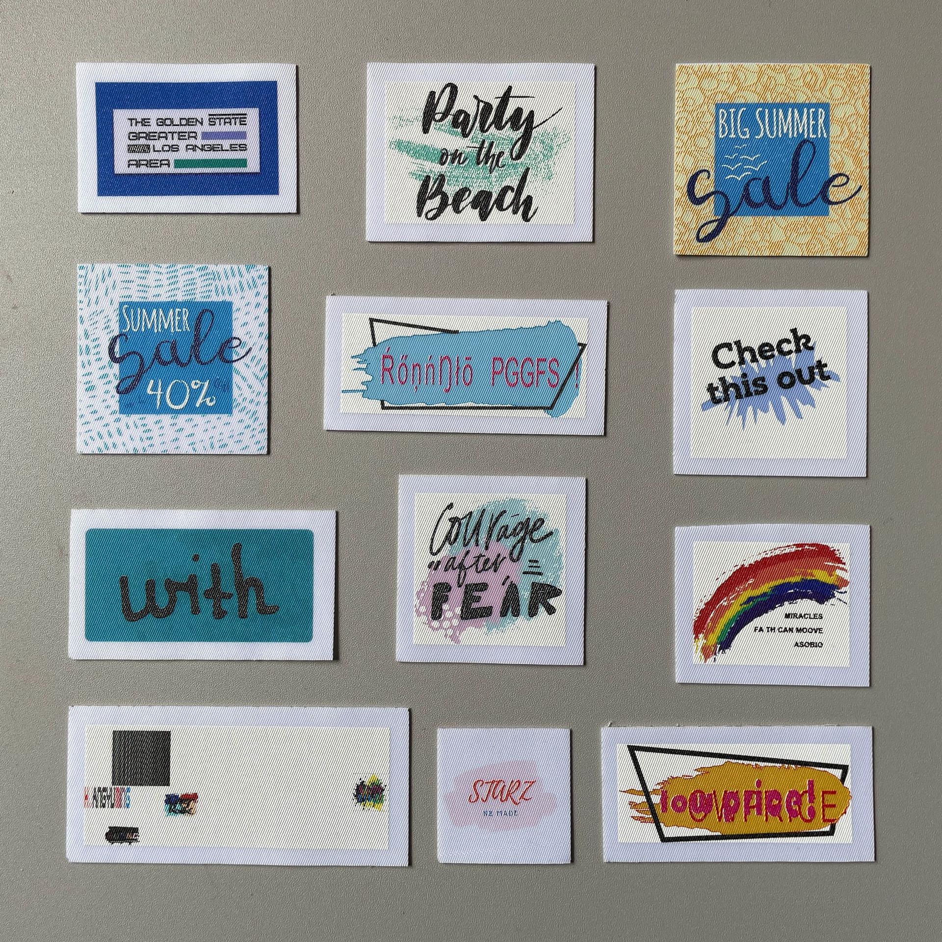 New trendy sock labels, pants, bags, accessories, fabric labels, flexo printed woven labels, combined trademarks, box bags, hats, patches