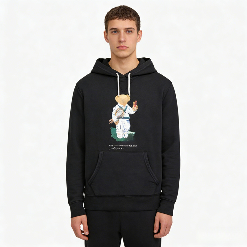 Spring 2026 Polo Bear Hooded Ralph Lauren Bear Sweatshirt Men's Winter Pullover Hooded Fleece Outerwear