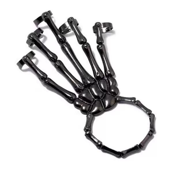 European and American Cross-border New Style Hand Jewelry Fashionable Personalized Punk Skull Hand Bone Versatile Five-finger Ring Bracelet One-piece Chain
