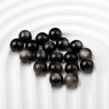 天然银曜石金黑曜石散珠单颗佛珠手链多宝手串手工串珠DIY材料