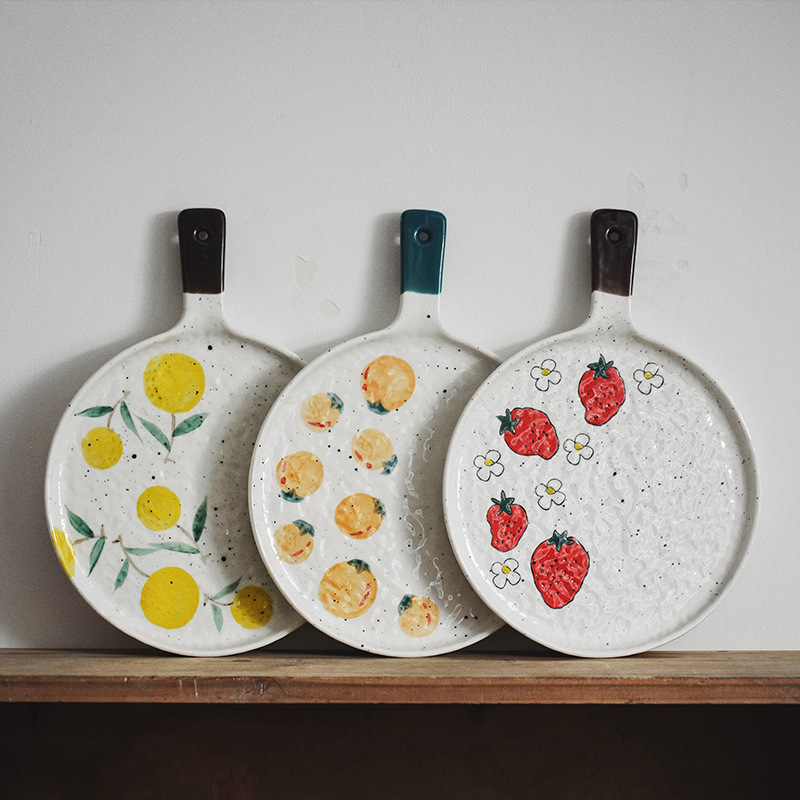 Creativo y lindo mango red bandeja de frutas bandeja de pastel bandeja horneado horno de microondas cerámica transfronteriza