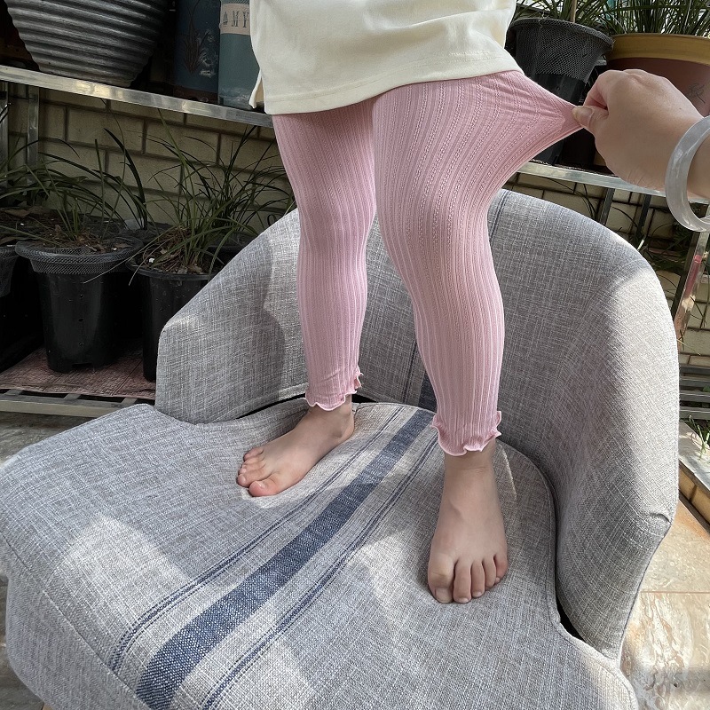 Children's Nine-Point Pants 2025 American Cotton Jacquard Summer Thin Cool and Breathable Korean Style Long Pants Girls' Leggings