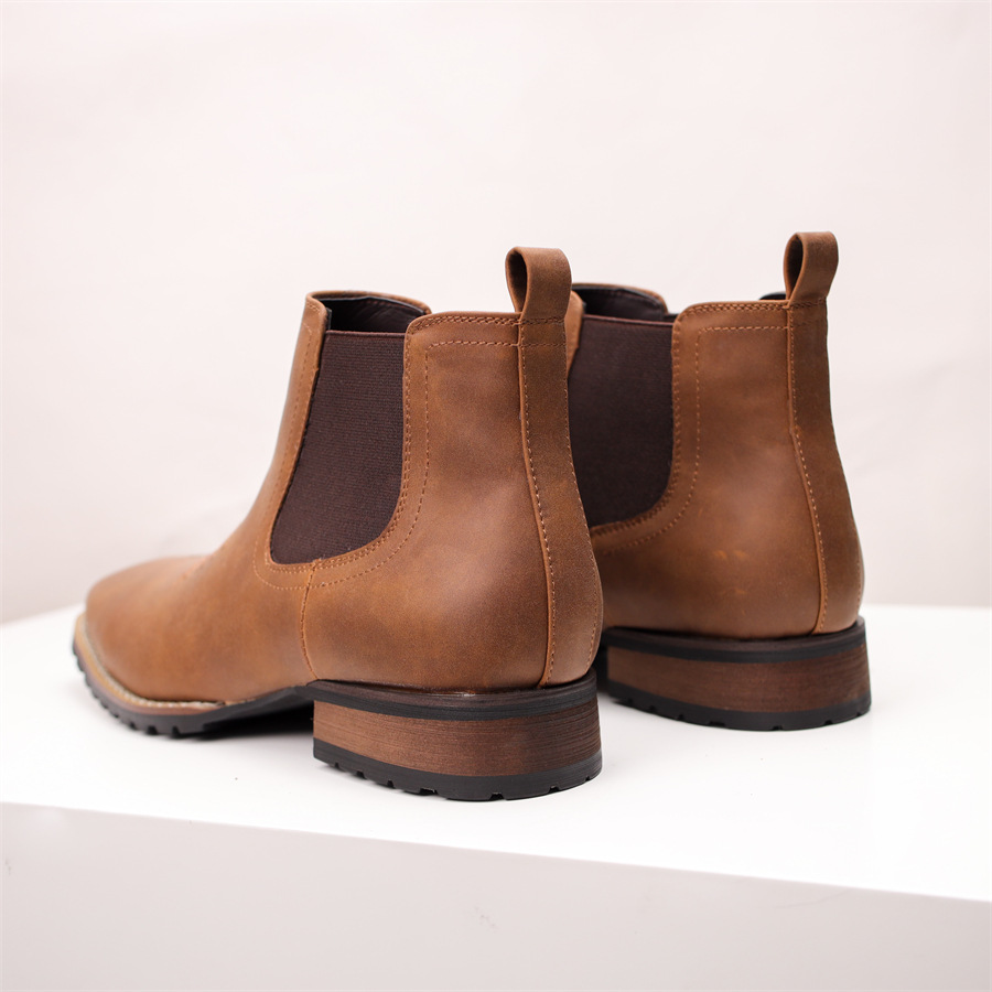 retro denim low chelsea square toe