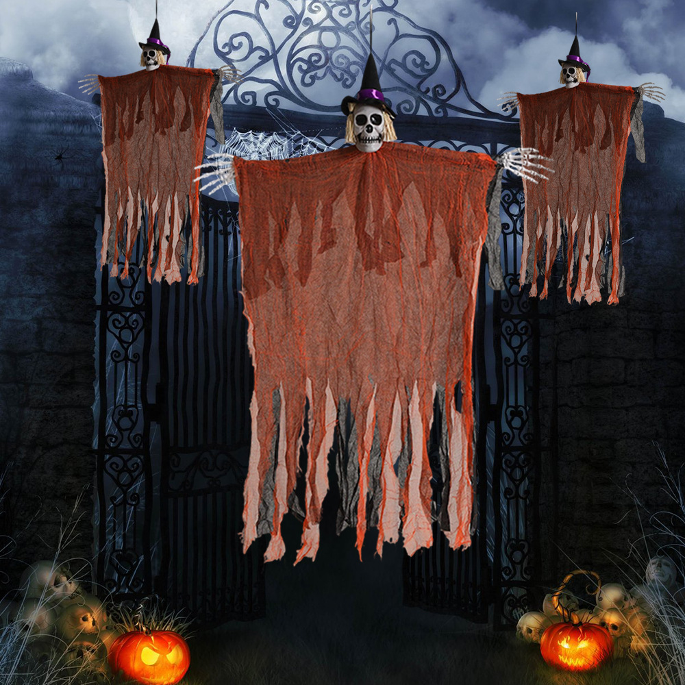 Halloween transfronterizo, fantasma colgante, calavera, gasa, espantapájaros, casa embrujada masculina, decoración de entrada, accesorios de decoración