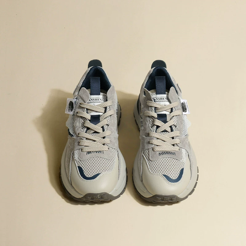 Кроссовки Ruojie 2025 весна-осень, на толстой подошве, сетчатые, вафельные, повседневные, спортивные, в стиле Форреста Гампа, женские, с цветовыми блоками