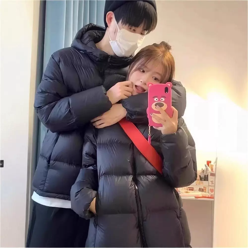 黑色短款羽绒棉服女2025新款加厚连帽小个子面包服外套冬反季棉袄